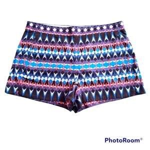 J Crew Geometric Pattern Shorts 3" Size 4 Purple Blue Pink